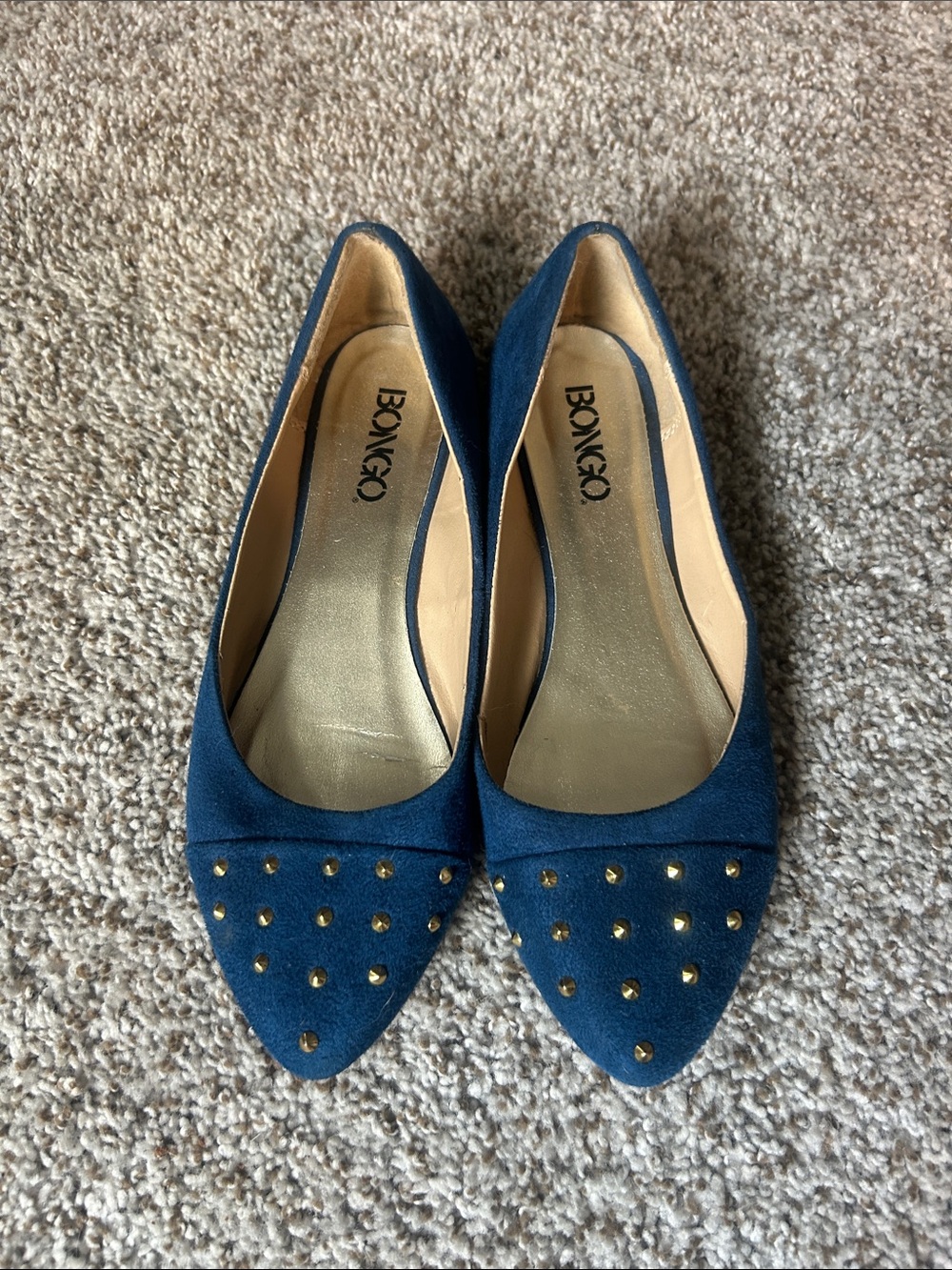 BONGO Blue Pointed-Toe Studded Flats